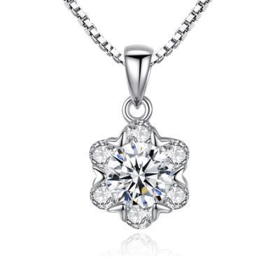 Hotsale Cubic Zircon Snowflake Sterling Silver Rings Pendant Necklace