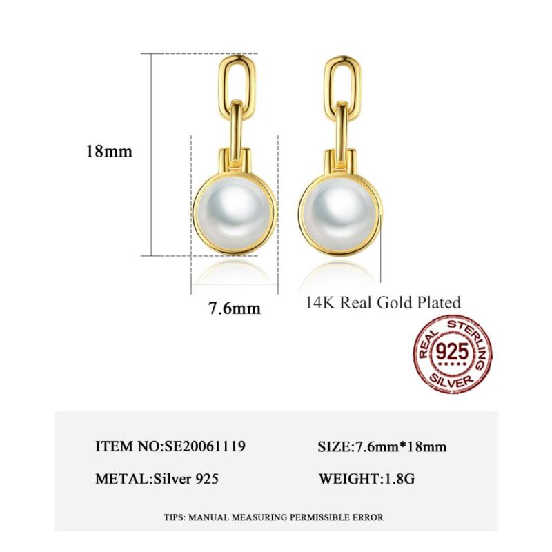Jewelry Fashion Silver Earring with Pearl Ear Stud