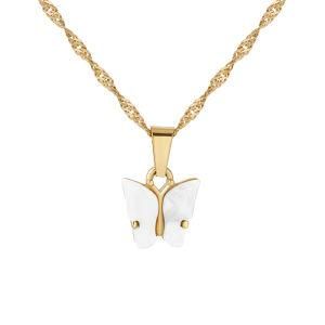 Gold-Plated Stainless Steel Multi-Color Butterfly Clavicle Chain
