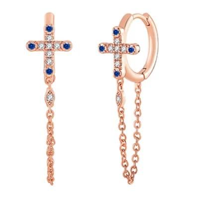 Wholesale Earring Christian Cross Dangle Chain Earrings Easter Jewelry Hoop Earrings Women