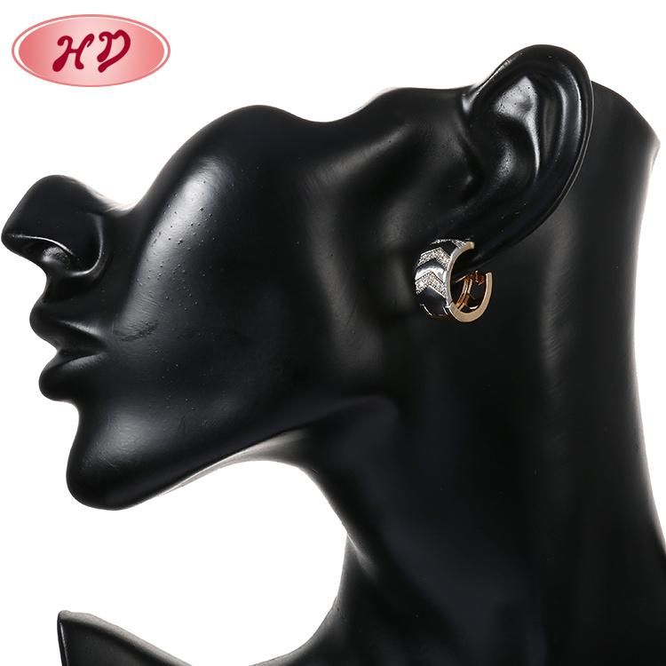 18K 14K Gold Plated Imitation Fashion Costume Jewelry with CZ Pearl Huggie Hoop Earring for Women