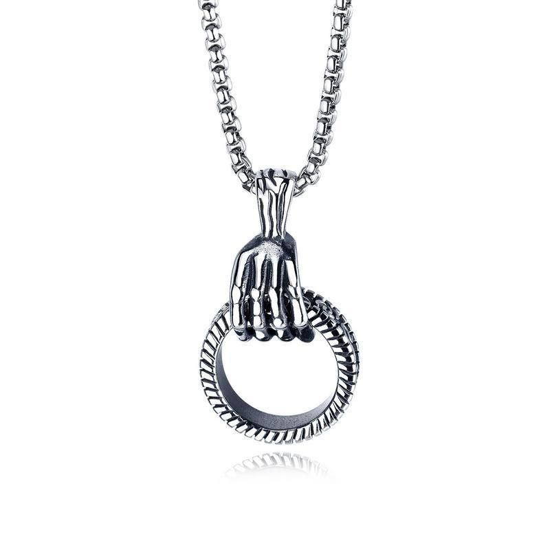 Ghost Hand Necklace for Men Stainless Steel Ghost Hand Pendant Fashion Jewelry