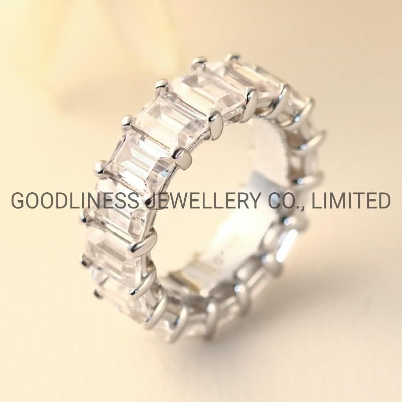 Trendy Diamond Wedding Jewelry 925 Sterling Silver Women Rhinestone Rings