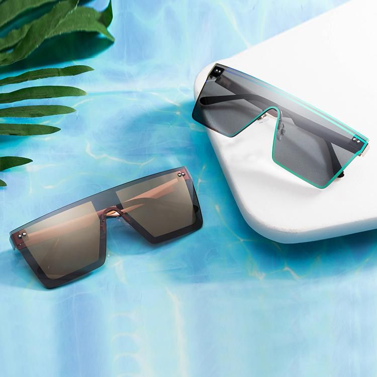 2022 Hot Selling Rimless One Piece Metal Sunglasses