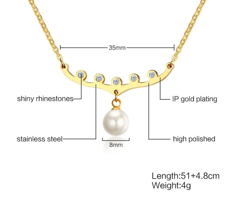 High Quality Best Selling Fashion Deer Horn Crystal with 8mm Pearl Pendant Necklace