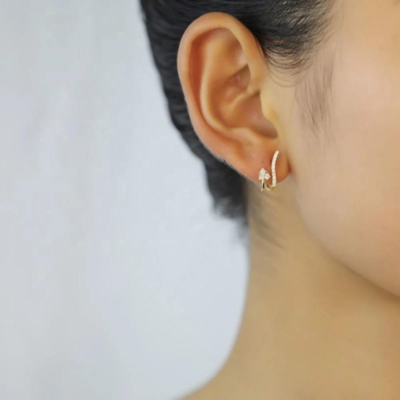 Real 925 Sterling Silver Earring Heart Multi-Layer Zircon Stud Earrings for Women Sweet Temperament Jewelry Gift