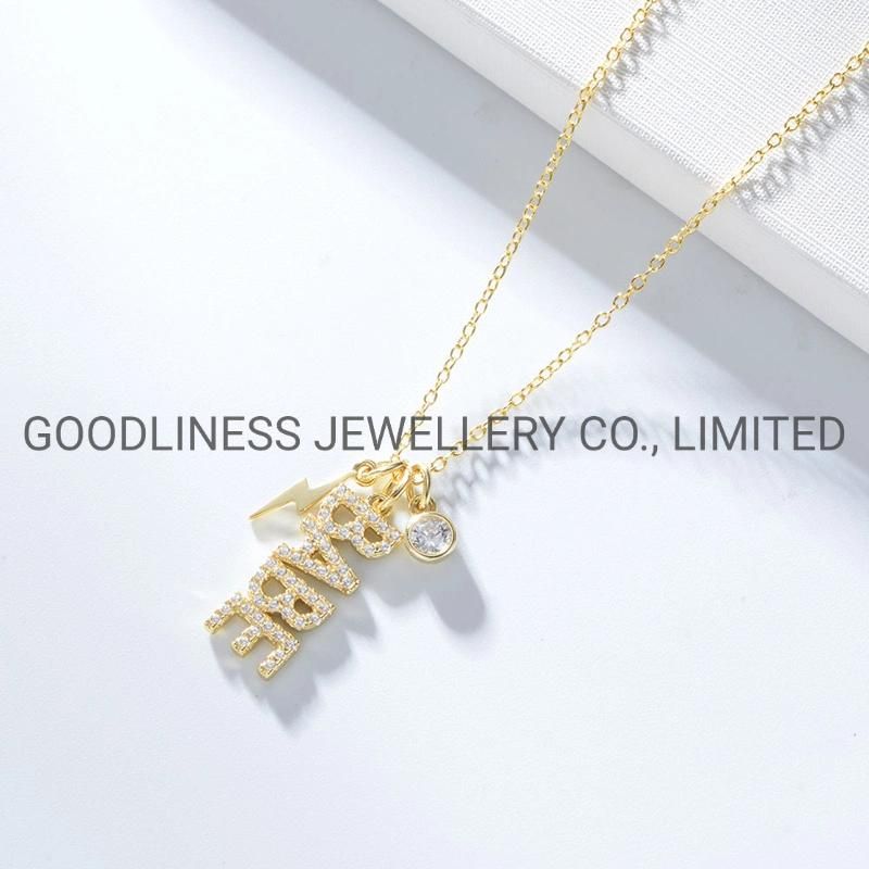 925 Sterling Silver Fine Women Jewelry Babe Letter Pendant Necklace