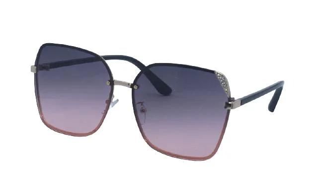 Gradient Square Women Sunglasses with Fake Diamond on The Frame