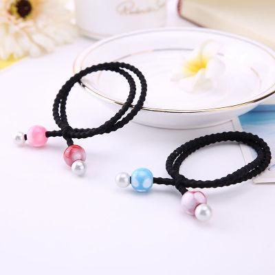 Black Band with Colorful Pearl Ball Hair Band
