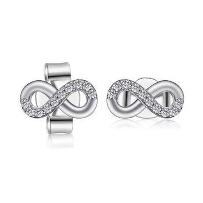 925 Sterling Silver Earrings Infinity Earrings Cubic Zirconia Number Eight Stud Earrings