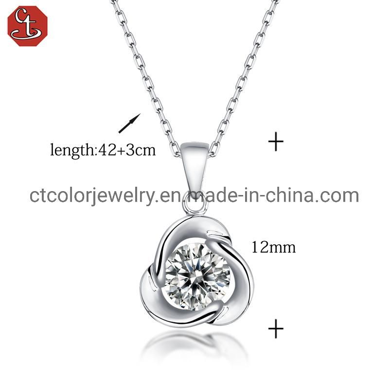 Fashion lucky clover necklace 1 carat moissanite 925 Sterling silver fashion jewelry necklace for women