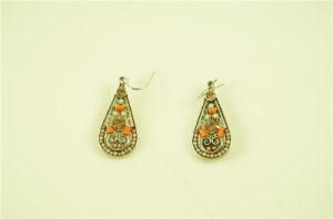 Vintage Teardrop Alloy with Beads and Stone Paved Earring