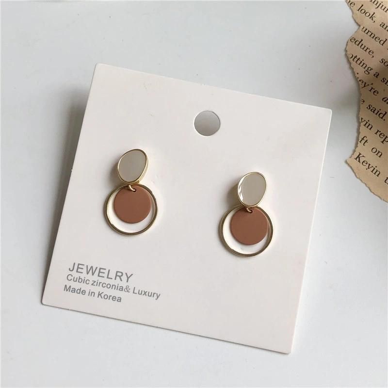 Wholesale Korean Design Stylish Alloy Irregular Shape Stud with Painted Blue Brown Stamping Round Link Drop Earrings