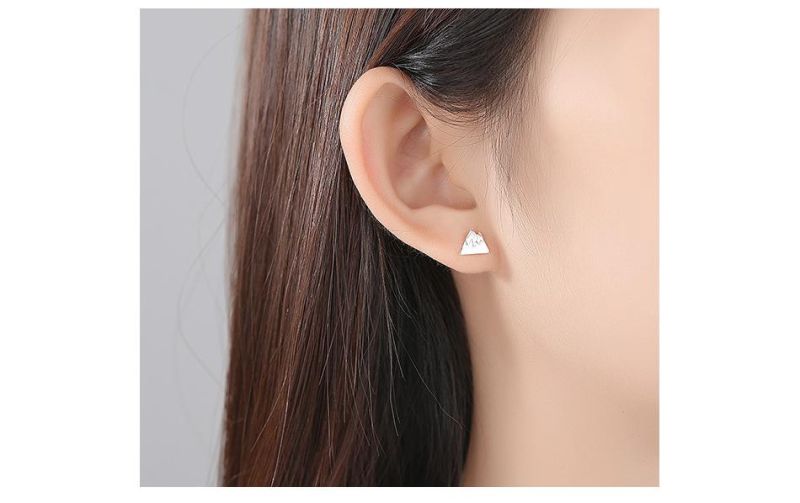 Hot Sale Volcanic and Snow Mountain Design 925 Sterling Silver Ear Stud
