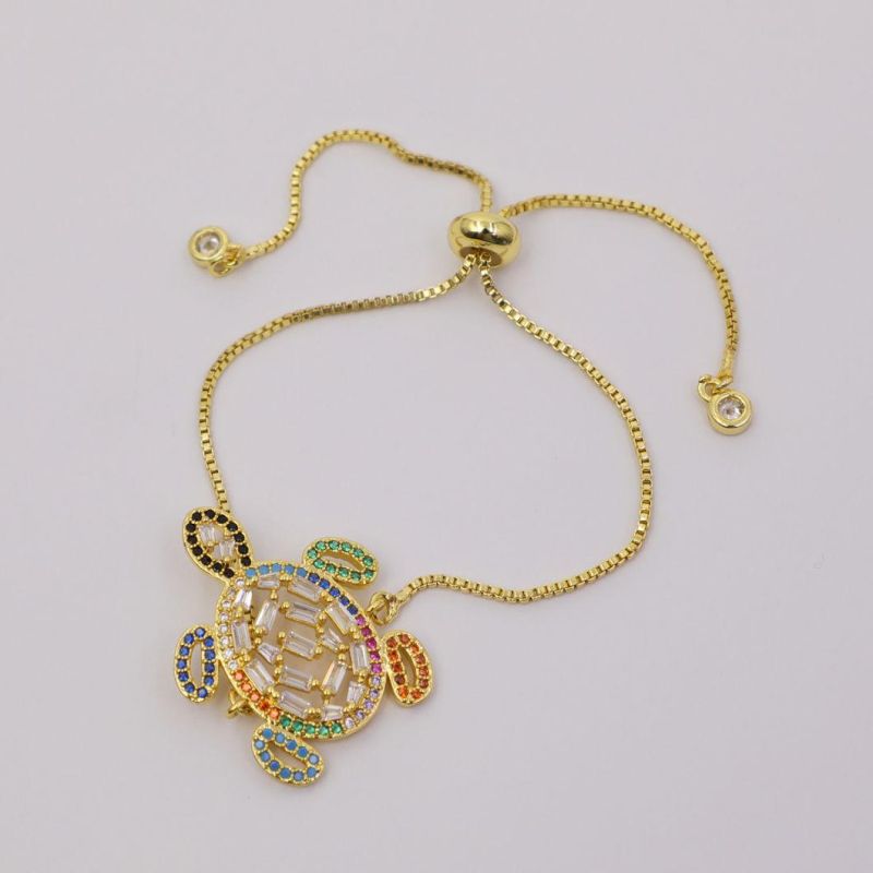 Fashion Adjustable Jewelry 18K Gold Plated Clover Pendant Bracelet