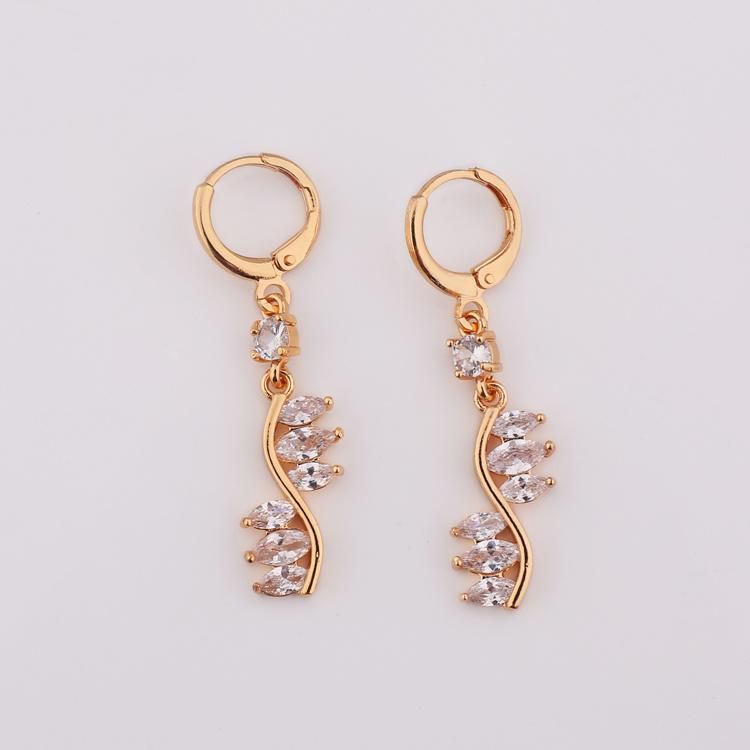 New Fashion 18K Gold Silk Thread Druzy Cubic Zirconia Drop Earrings