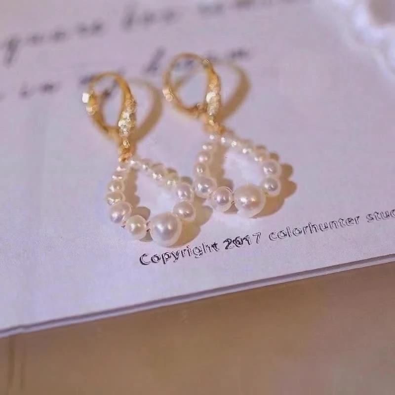 Natural Freshwater Pearl Small Pearl Eardrop Clip Korean Style Ear Stud Earrings Fashion Jewelry