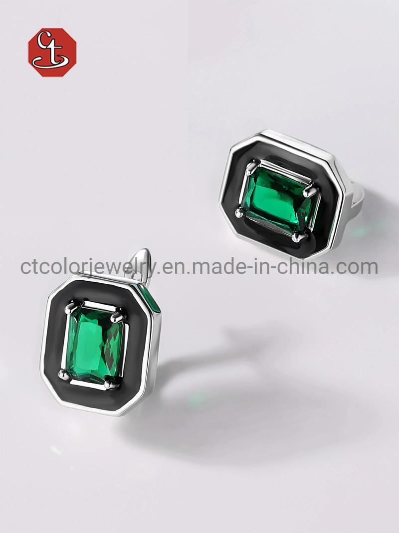 Fashion Jewelry 925 Sterling Silver Pave AAA+ CZ with Black Enamel Earrings Jewellery