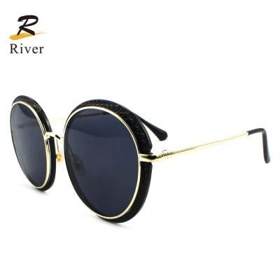 New Custom Logo Vintage Stock Round Frame Women Sunglasses