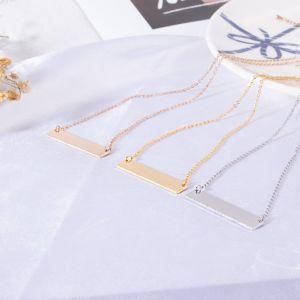 Stainless Steel Gold-Plated Smooth Curved Piece Pendant Necklace