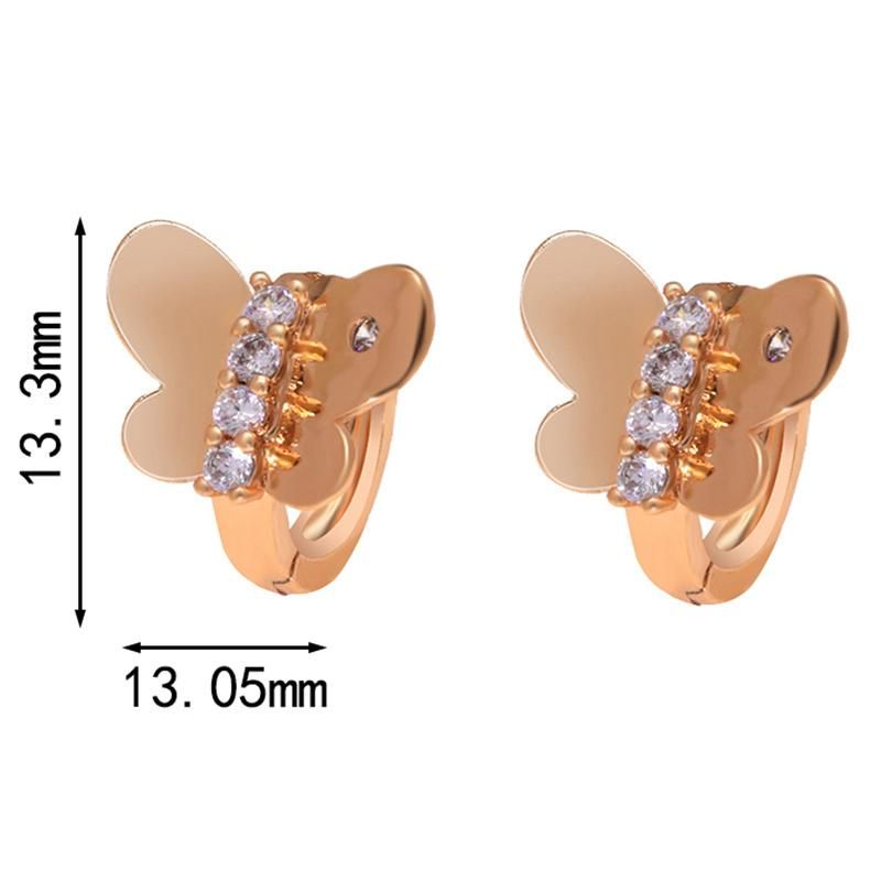 18K Gold Plated Brass Huggie Earrings Zircon Butterfly Hoop Earring
