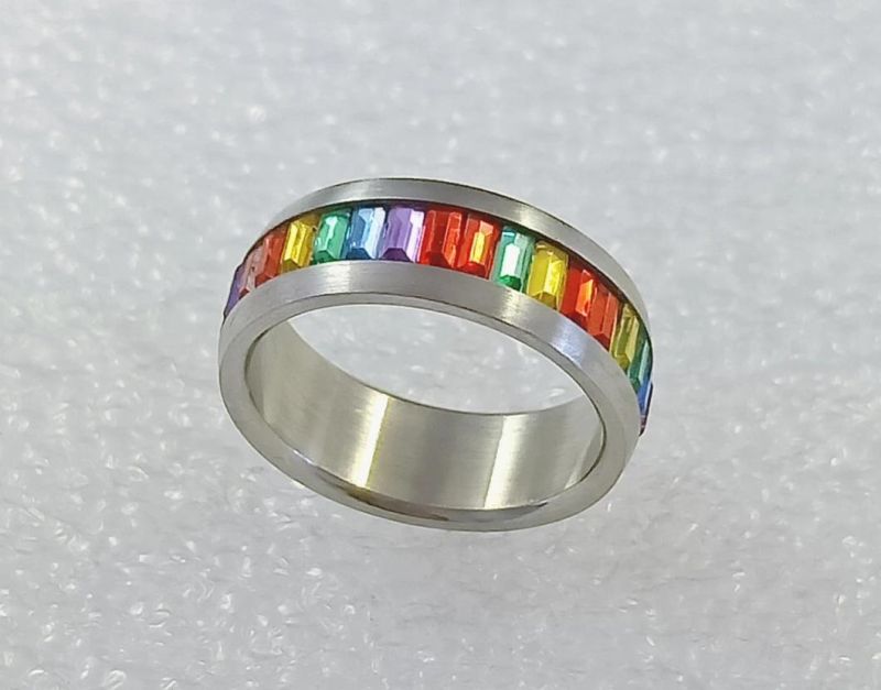 Fashion Ring Colors Rectangle Colorful Stones Stainless Steel Ring Jewelry Factory Sales SSR1924