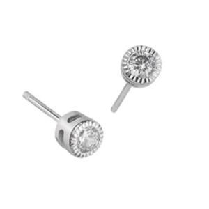 New Fashion Women Lady Elegant Round CZ Ear Stud Earrings