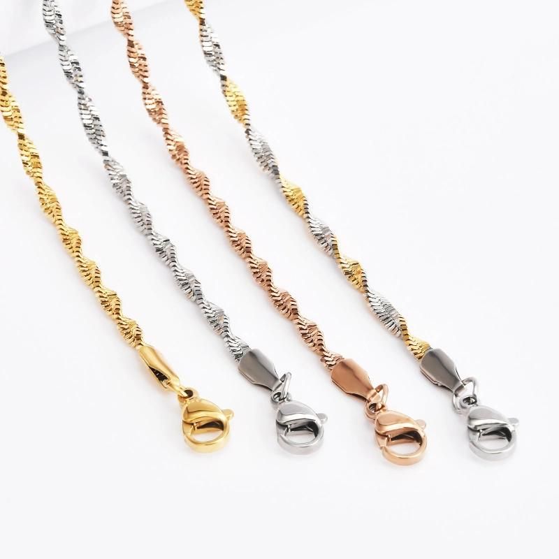 Fashion Accessories Stainless Steel Jewelry Design Twisted Push Chain Necklace for Lady