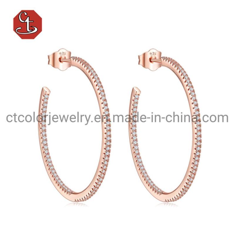 Simple Round Circle Earring Shiny Cubic Zircon Hoop Earring Fashion accessories Jewellery