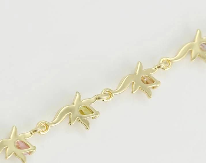 Factory Price Hot Sale Lady Jewelry Fashion Style Simple Design Flower Shape Bracelet with Color Gemstone