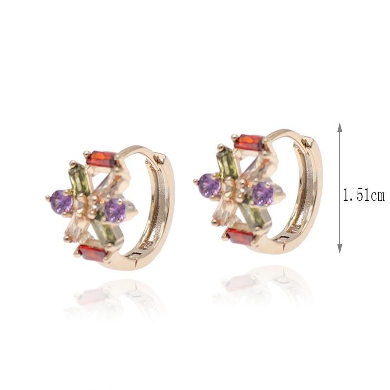 Korean Fashion Jewelry Design Colorful Zircon Inlaid Ladies Earrings