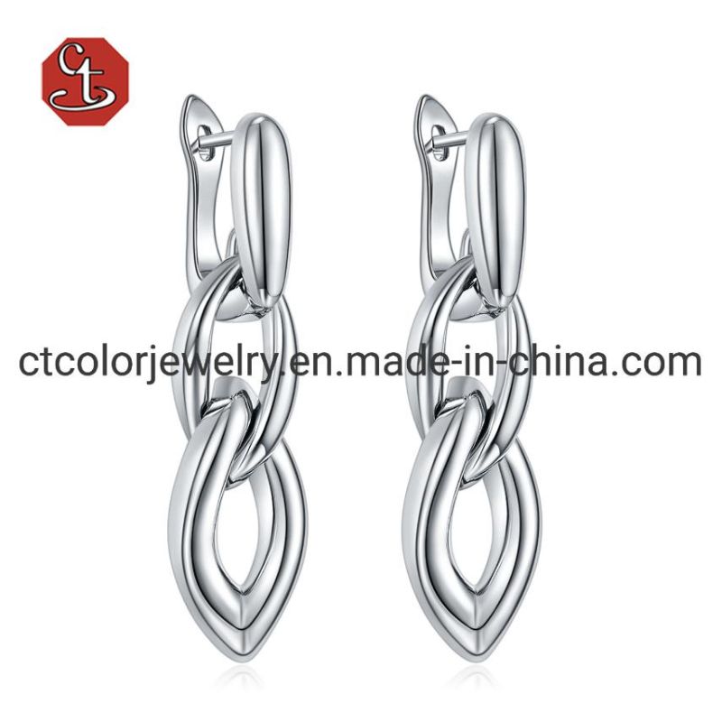 Fashion Jewelry Cuba Metal Chain Drop Earring 925silver Hiphop Earrings
