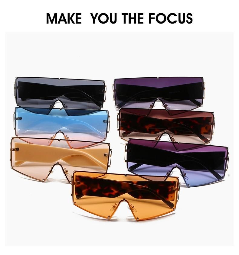 Large Metal Frame Sunglasses, One-Piece Sunglasses, Large Triangle Cat Eyes Catwalk, Street Shooting Sunglasses