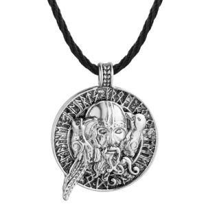Irish Men&prime;s Round Pendant Necklace Animal Bird Old Puritan Slavic Necklace
