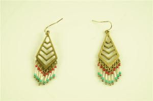 Chevorn Alloy Earring with Beads Strands