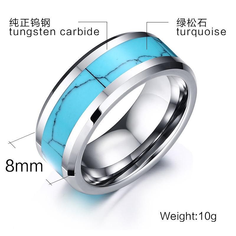 Latest Hot Sale Unisex Turquoise Tungsten Rings Tungsten Turquoise Rings