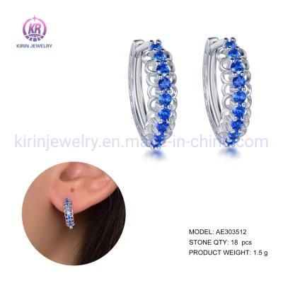 Pendiente De Arete 925 Sterling Silver Earrings Arete De Plata Blue Spinel Gem Huggie Hoop Earrings