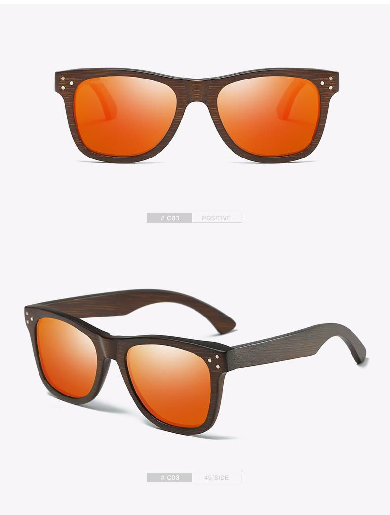 Women Men Best Hot Selling Sun Glasses Shades Colorful Oversized Square Fashion Trendy Wood Bamboo Sunglasses