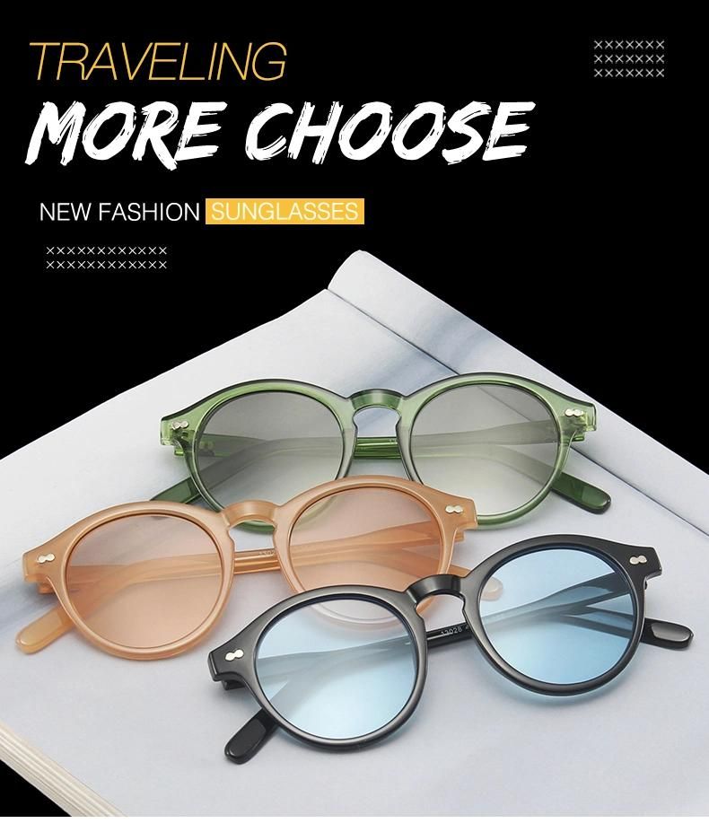 Retro Rice Nail Round Frame Sunglasses