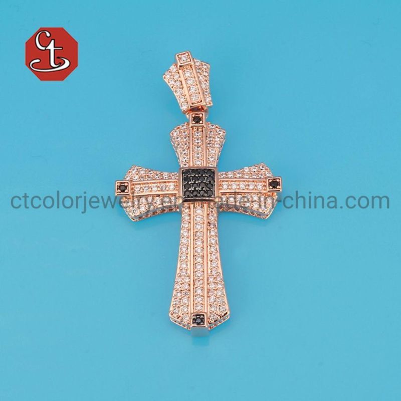 New Arrival Cross Pendant Silver Necklace With AAA Zircon Stone Faith Jewelry Wholesale Necklace for Men