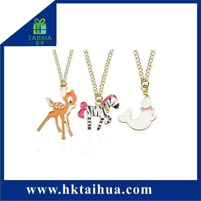Silver Plated Glaze Unicorn Clavicle Pendant Necklace for Decoration