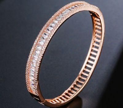 Bridal Wedding Rose Gold CZ Cubic Zirconia Bracelet. Fashion CZ Bracelet