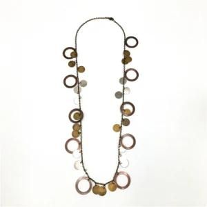 Iron Circle Disc and Stamp Disc Necklace