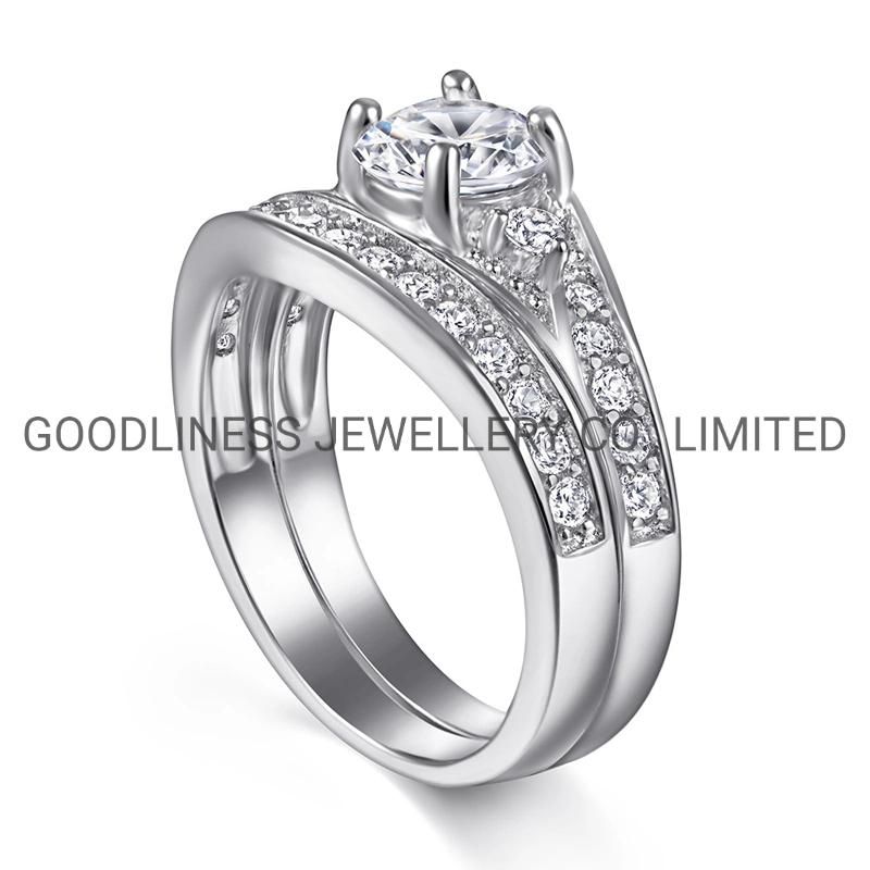 Luxury Bridal Anniversary Proposal Silver Women Wedding Rings for Her