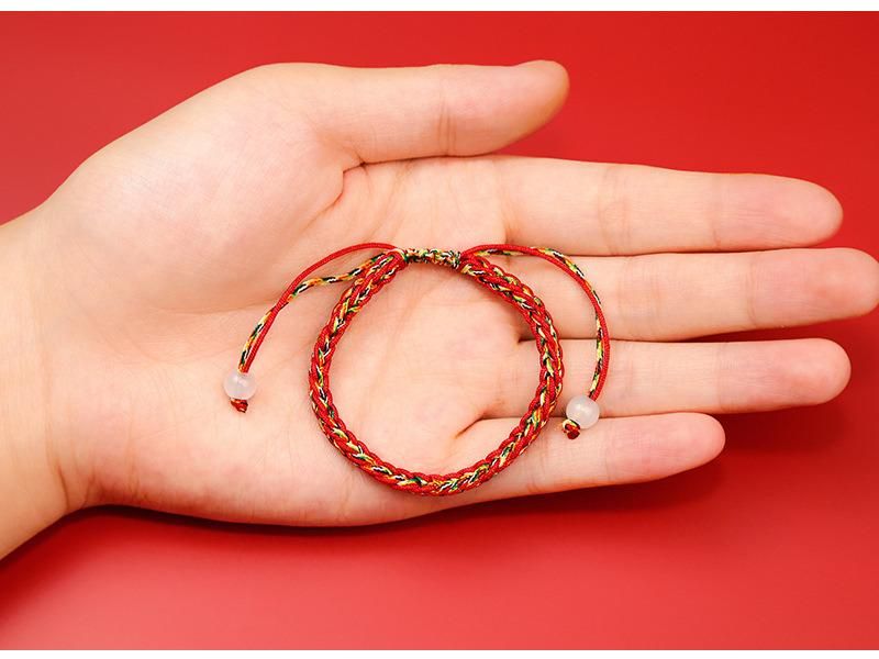 2022 Chinese New Year Red String Rope Lucky Strap Friendship Handmade Bracelet Tiger Charm Bracelet Adjustable Braided Rope Bracelet