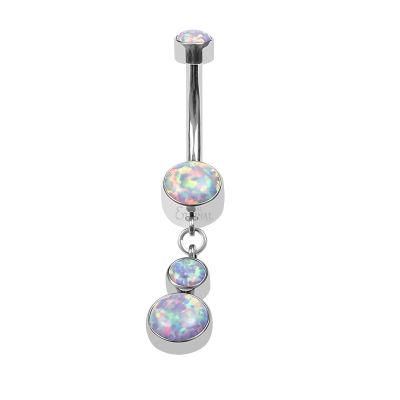 Eternal Metal Opal Bezel Set Dangle Internally Threaded ASTM F136 Titanium Belly Button Rings Piercing Jewelry