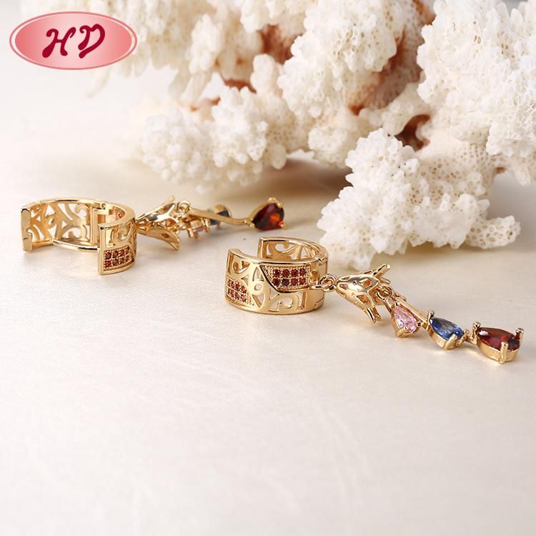 2020 Hot Wholesale Wedding Fashion Jewelry 18K Gold Hook Earrings with Rhinestone for Women