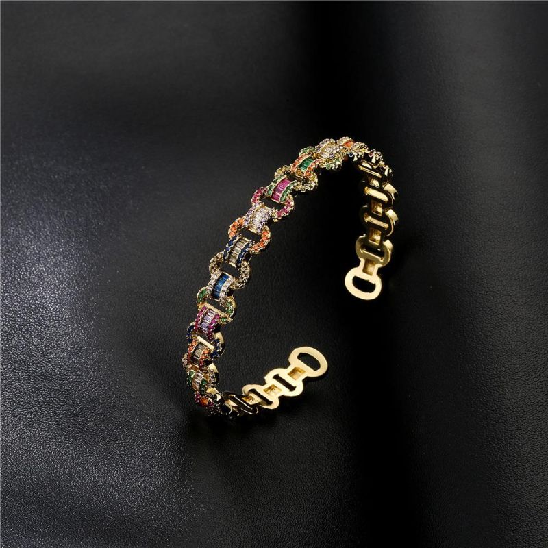 Fashion Locomotive Color T Square Gold Plating Bracelet