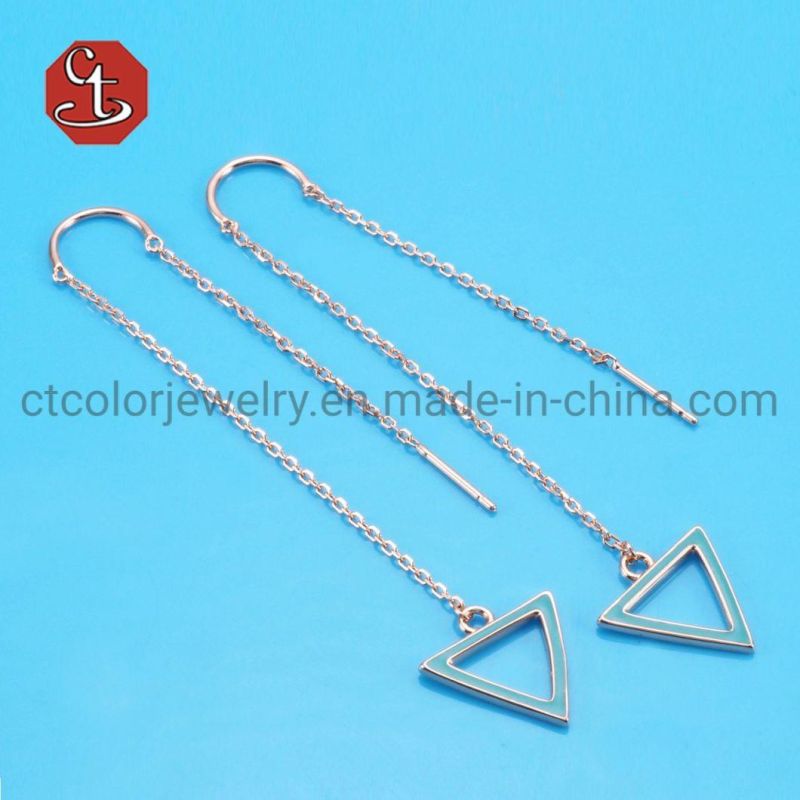 18 Gold Color Square Enamel Earrings Dangle Silver or Brass Eardrop Delicate Jewelry