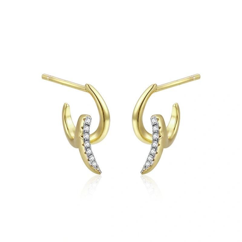 925 Silver Fashion Leaf Stud Earring with CZ